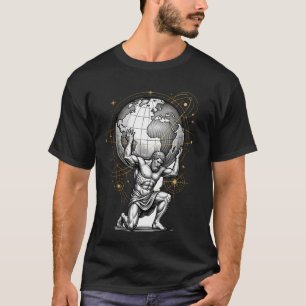 Atlas houdt de wereldbol vast Mythologie Hemels on T-shirt