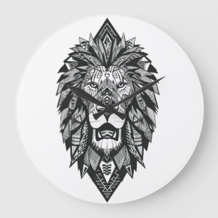 Atlas Leeuw Marokkaans Tribal Geometrisch Minimali Grote Klok