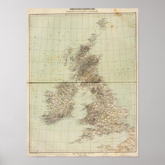 Atlas Map Groot-Brittannië Poster (Voorkant)