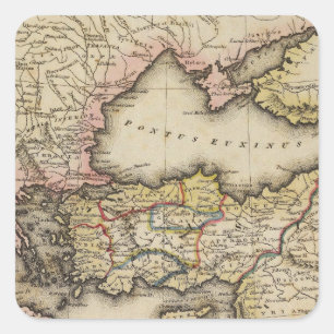 Atlas Map Midden-Oosten Vierkante Sticker