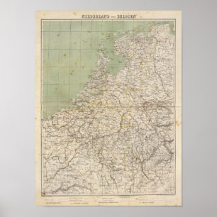 Atlas Map Nederland en België Poster