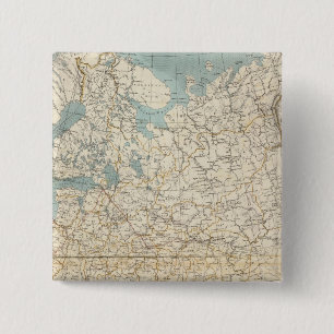 Atlas Map Rusland en Polen Vierkante Button 5,1 Cm