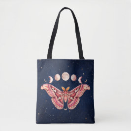 Atlas Moth Night Sky Cosmos Moon Phase | Boho Art Draagtas