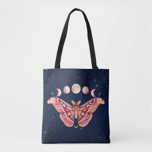 Atlas Moth Night Sky Cosmos Moon Phase | Boho Art Draagtas (Voorkant)