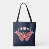 Atlas Moth Night Sky Cosmos Moon Phase | Boho Art Draagtas (Achterkant)