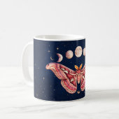 Atlas Moth Night Sky Cosmos Moon Phase | Boho Art Koffiemok (Voorkant links)