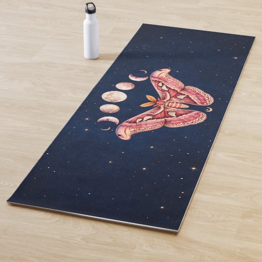 Atlas Moth Night Sky Cosmos Moon Phase | Boho Art Yogamat (In situ)