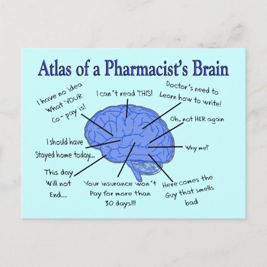Atlas of A Pharmacist's Brain-Hilarious Briefkaart (Voorkant)