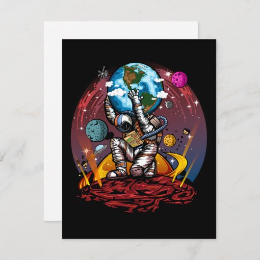 Atlas Space Man Feestdagenkaart (Voorkant / Achterkant)