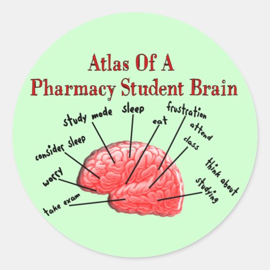 Atlas van een Farmacie Student Brain Ronde Sticker (Voorkant)