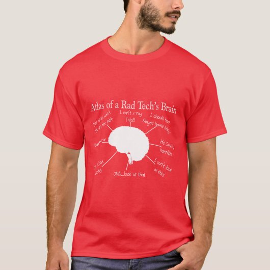 Atlas van een Rad Tech's Brain Funny T-shirts (Voorkant)