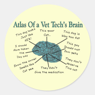 Atlas van het brein van Vet Tech Ronde Sticker