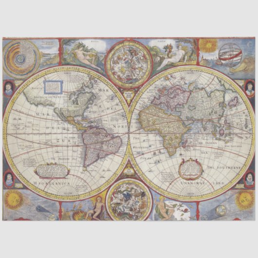 Atlas Wereldkaart 20x30-decoupage Tissuepapier (Voorkant)