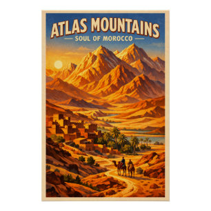 Atlasgebergte, Marokko, in klassieke retro-stijl Perfect Poster