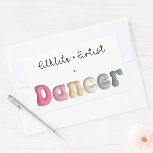 Atleet + Artiest = Dancer, Grappige gifT voor Danc Rechthoekige Sticker