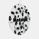 Atleet naam op cluster van voetballen Keepsake Metalen Ornament (Voorkant Rechts)