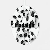 Atleet naam op cluster van voetballen Keepsake Metalen Ornament (Voorkant links)