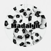 Atleet naam op cluster van voetballen Keepsake Metalen Ornament (Voorkant)
