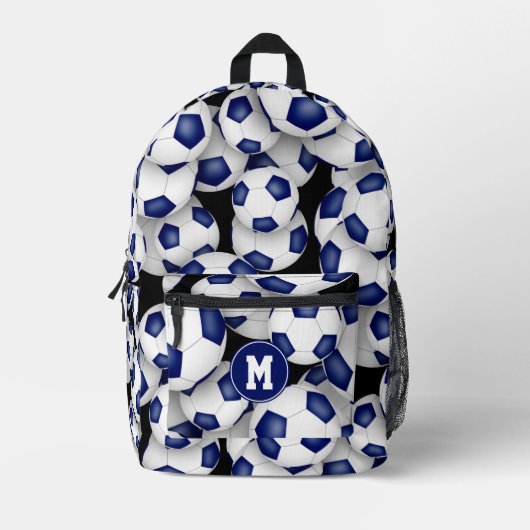 atleten monogram blauw witte voetballen bedrukte rugzak (Voorkant)