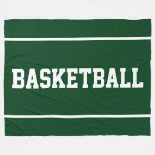 Atletisch BASKETBAL Tekst Strepen Op Diep Groen Fleece Deken