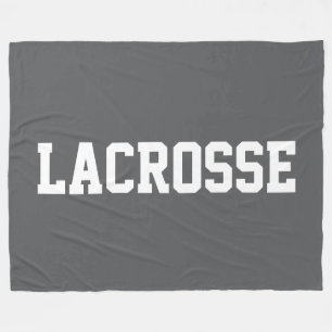 Atletisch vet wit LACROSSE tekst op klassiek grijs Fleece Deken