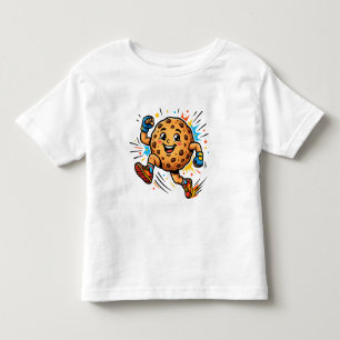 Atletische chocoladekoek hardloopcartoon mascotte kinder shirts