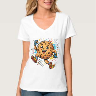 Atletische chocoladekoek hardloopcartoon mascotte t-shirt
