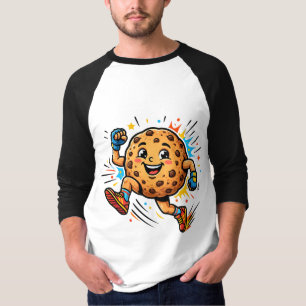 Atletische chocoladekoek hardloopcartoon mascotte t-shirt