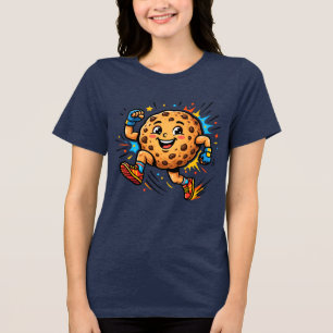 Atletische chocoladekoek hardloopcartoon mascotte Tri-Blend shirt