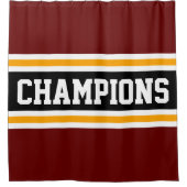 Atletische KAMPIOENEN Vet Rood Zwart Racing Stripe Douchegordijn (Voorkant)