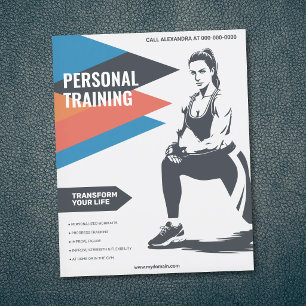 Atletische vrouw & pijlen - fitness trainer flyer