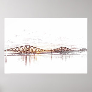 Atmosferische Forth Bridge Kunstwerk Poster