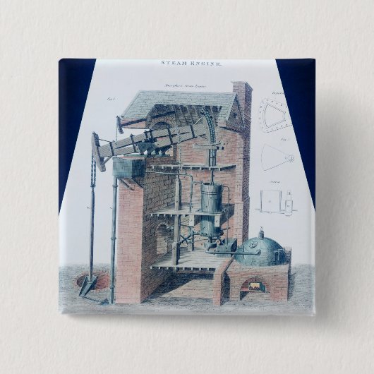 Atmosferische stoommotor vierkante button 5,1 cm (Voorkant)