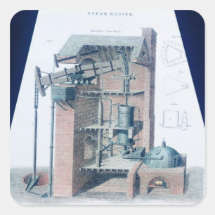 Atmosferische stoommotor vierkante sticker