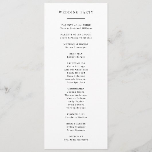 Atmosphère Programme de Mariage vertical maigre (Dos)