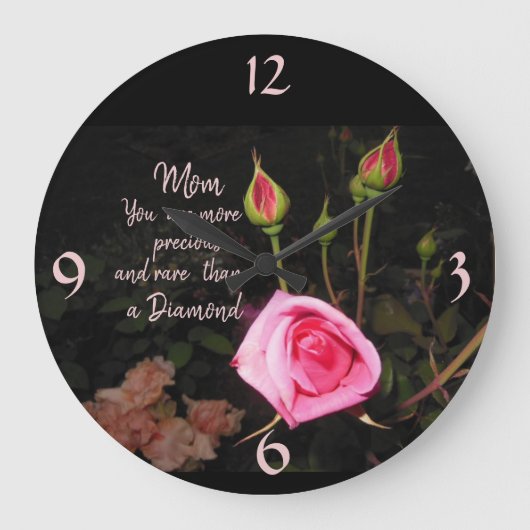 Atmospheric Rosebuds with Text> Mothers Day Clock Grote Klok (Voorkant)