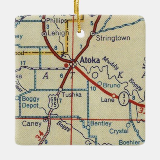 Atoka OK Map Keramisch Ornament (Voorkant)
