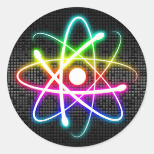 Atom brillant coloré - autocollant moderne