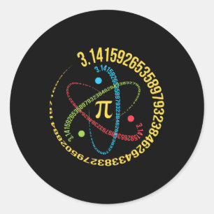 Atom Pi Wiskunde Science Stem Gifts 3.14 Pi Dag Ronde Sticker