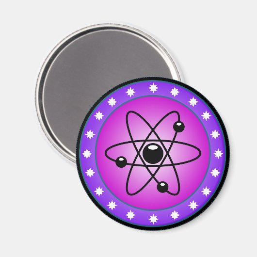 Atom Symbool op een roze achtergrond Magneet (Voorkant / Achterkant)