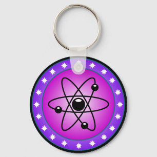 Atom Symbool op een roze achtergrond Sleutelhanger