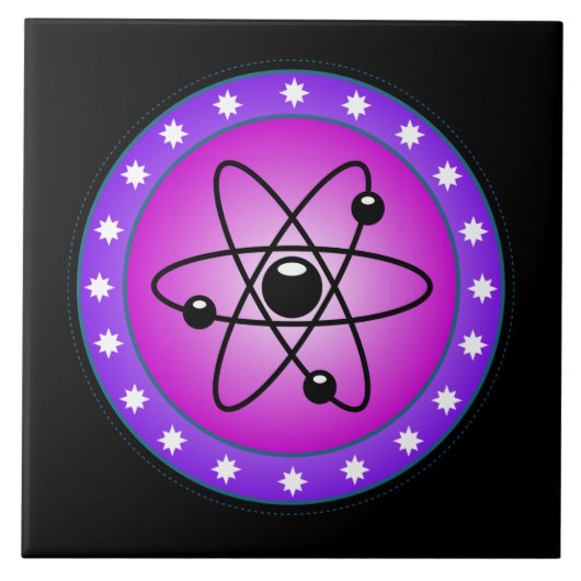 Atom Symbool op een roze achtergrond Tegeltje (Voorkant)