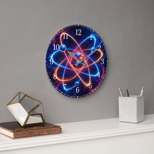 Atom Wall Clock — Science-Inspired Design Grote Klok (Kantoor)