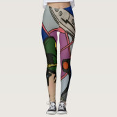 atomair Abstract de Rocket Kapitein schilderen op Leggings (Voorkant)