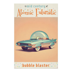 Atomaire Futuristische Bubbelblaasauto Perfect Poster