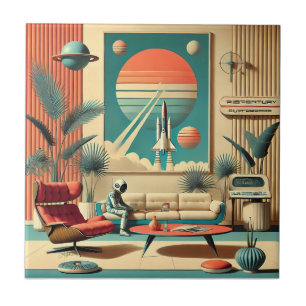 Atomaire Futuristische Florida Space Age Familie K Tegeltje