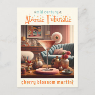 Atomaire Futuristische Kersenbloesem Martini Briefkaart