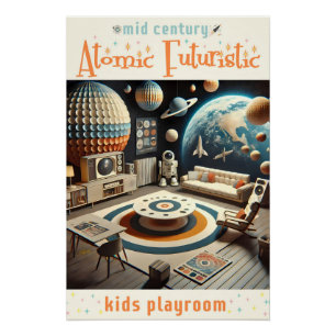 Atomaire Futuristische Ruimtetijd Kinder Speelkame Perfect Poster