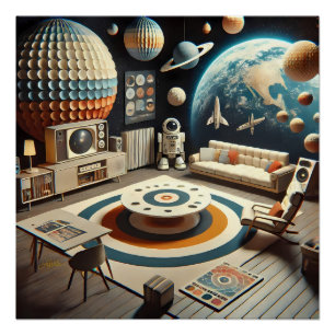 Atomaire Futuristische Ruimtetijd Kinderkamer Perfect Poster