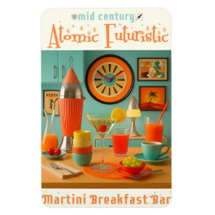 Atomaire Retro Futuristische Martini Ontbijtbar Magneet